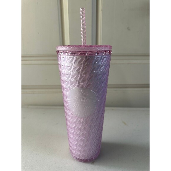 2024 Starbucks Light Pink Chain Link Doubled Wall Cold Cup Venti Tumbler 24oz - Picture 2 of 6